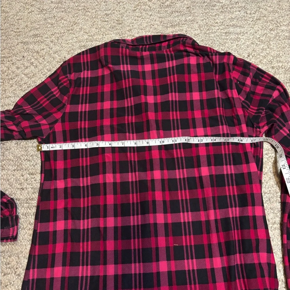 My Style Plaid Button-Up Shirt - Dark Pink and Black - Picture 6 of 13